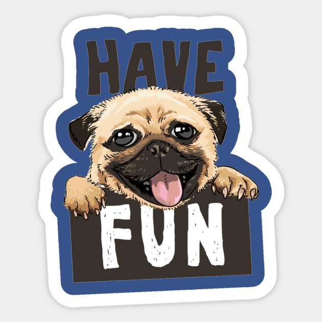 cute pug cartoon holding fun sign Sticker by amramna